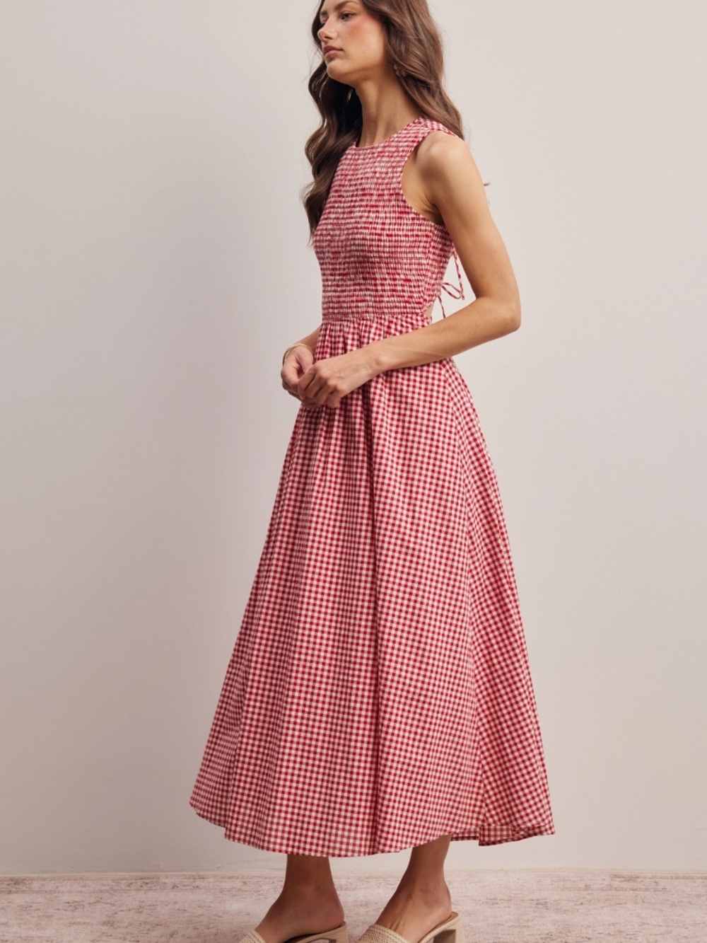 NWT Red and White Gingham Dress - Picture 5 of 8